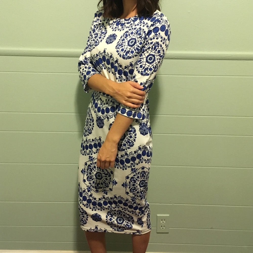 White & Blue patterned dress